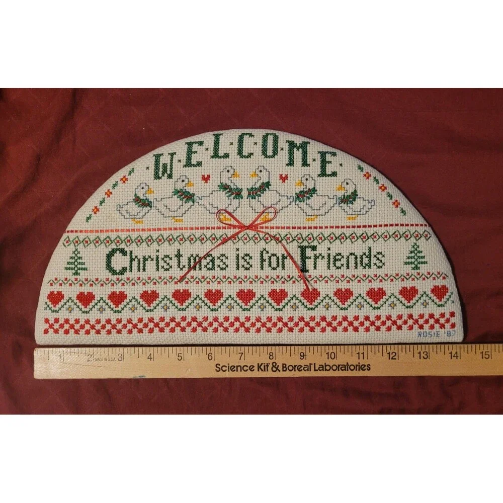 Dimensions CHRISTMAS IS FOR FRIENDS Completed Cross Stitch Crosstitch